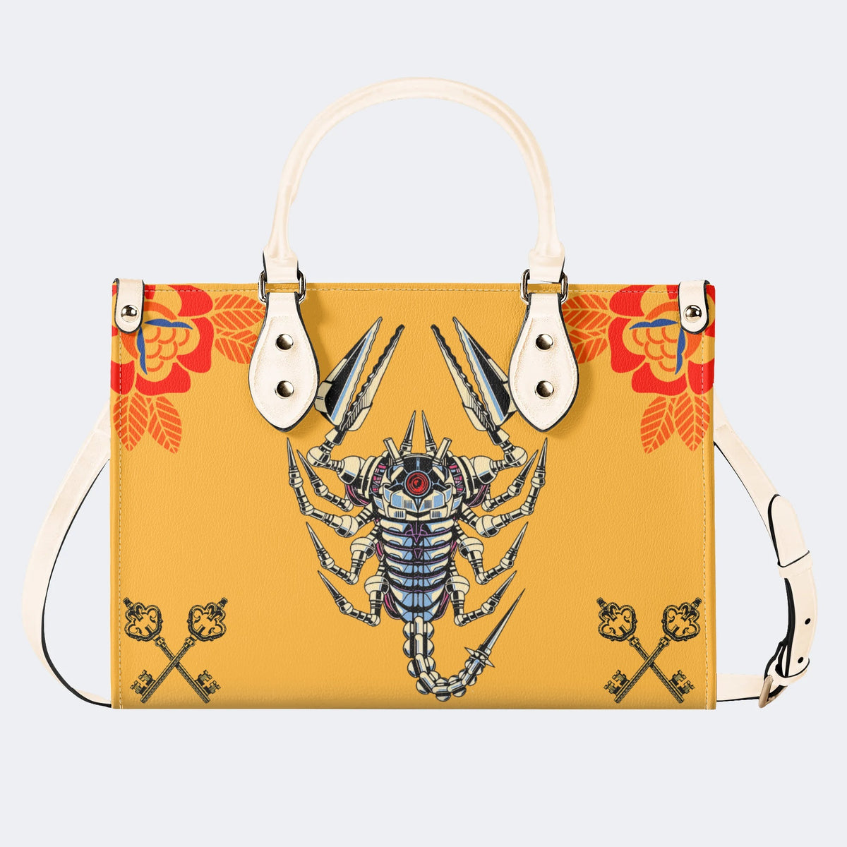 Mechanical Scorpion Print - Leather Handbag