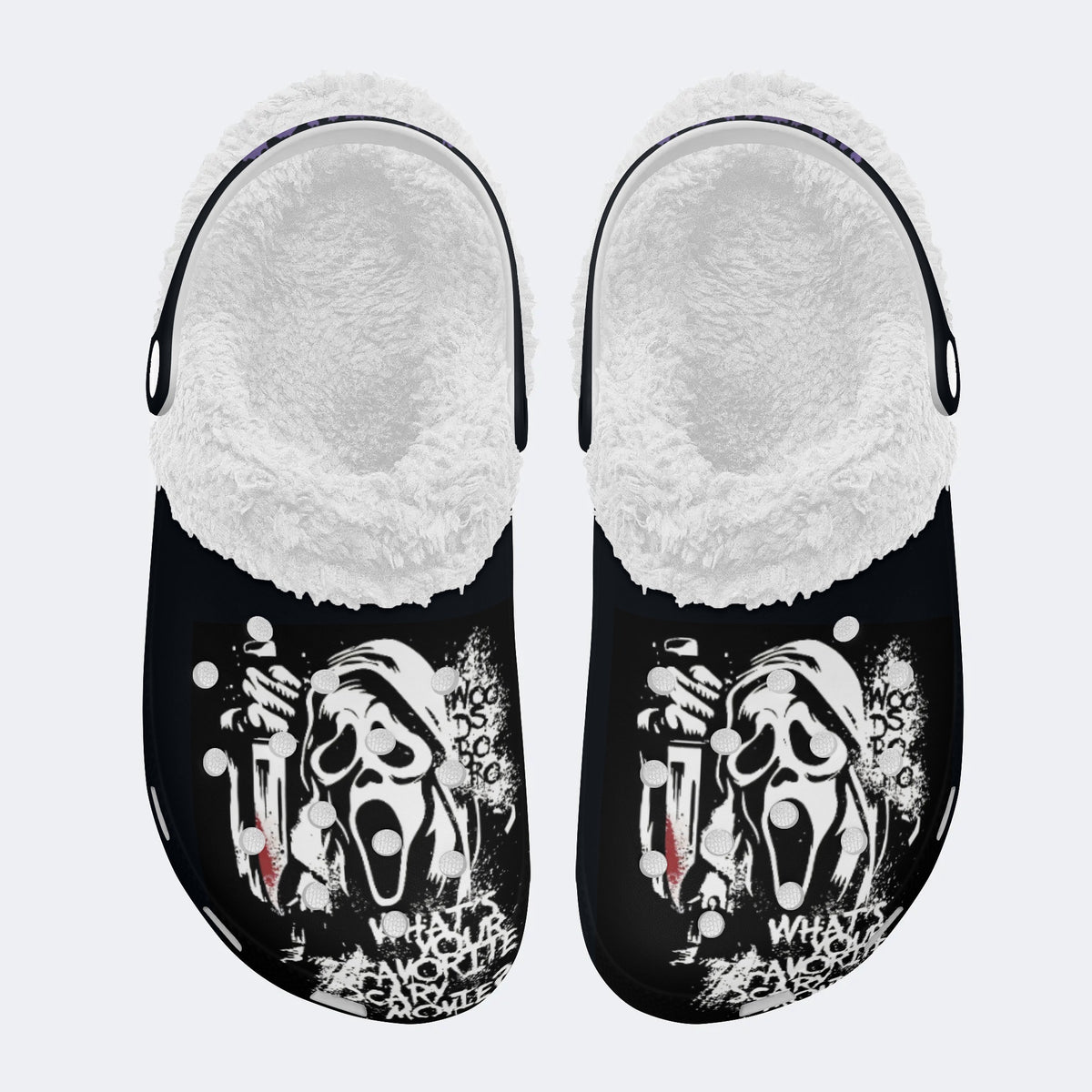 Horror Movie Graphic - Fur Lined Slippers