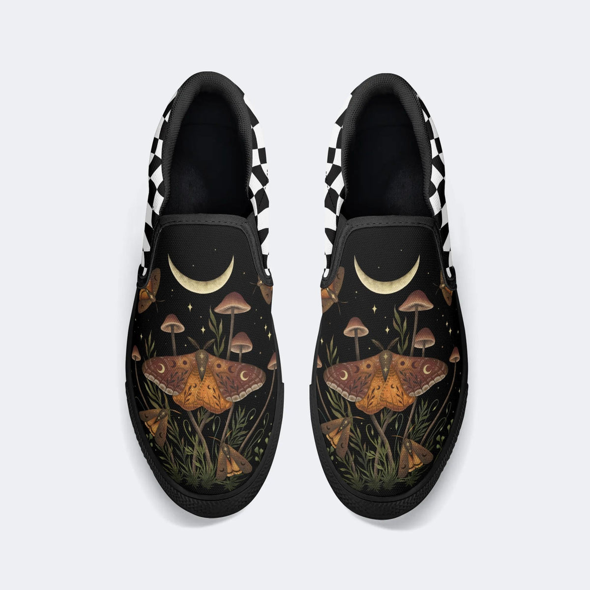 Moon&Moth&Mushroom Print - Slip On Shoes