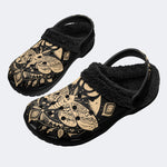 Vintage Eclipse Moth Print - Fur Lined Slippers/Sandals