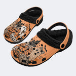 Leopard Pumpkin Ghost - Fur Lined Slippers/Sandals