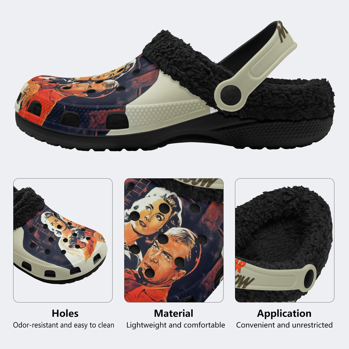 Horror Movie Vintage Graphic - Fur Lined Slippers