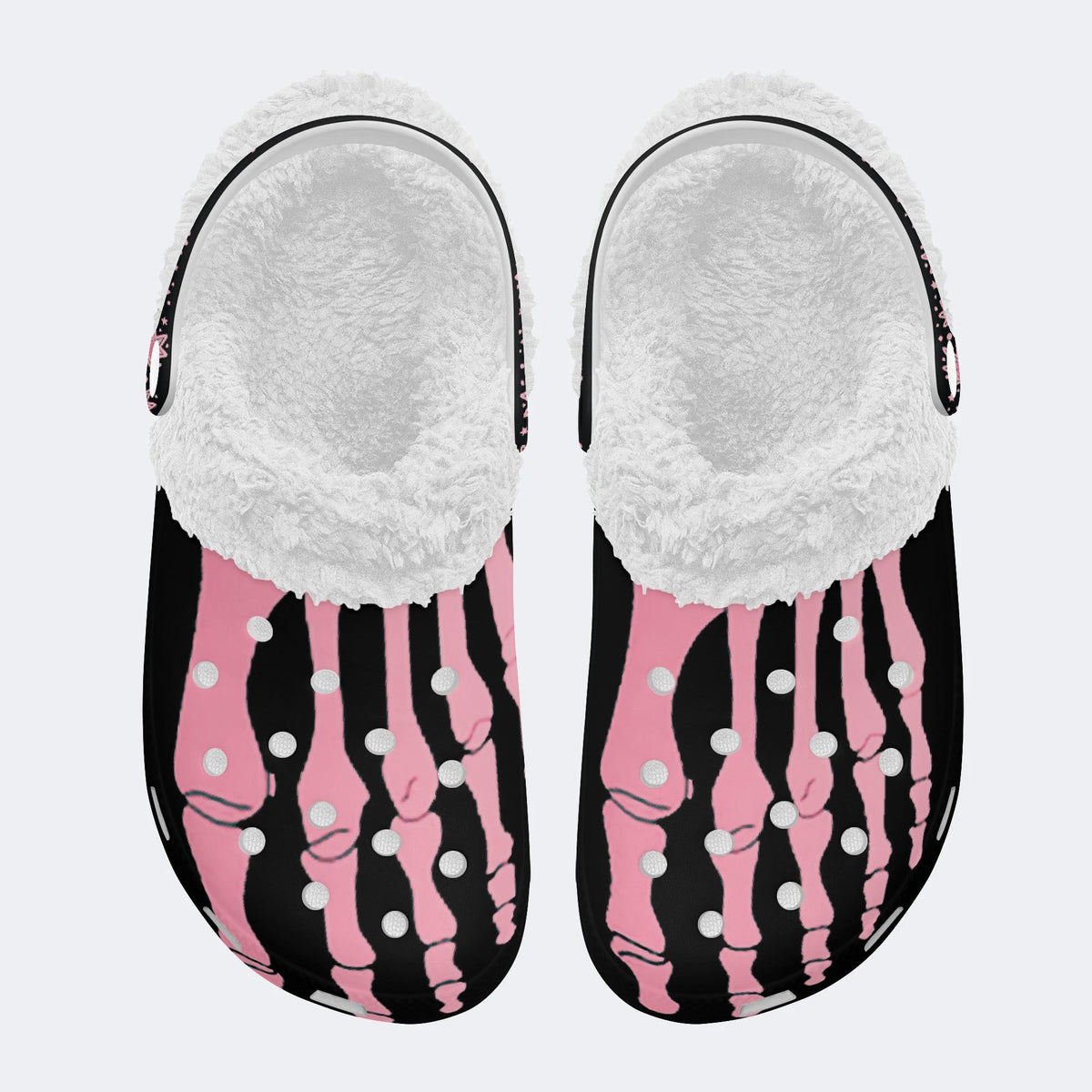 Pink Gradient Skeleton Toes Skull - Fur Lined Slippers/Sandals