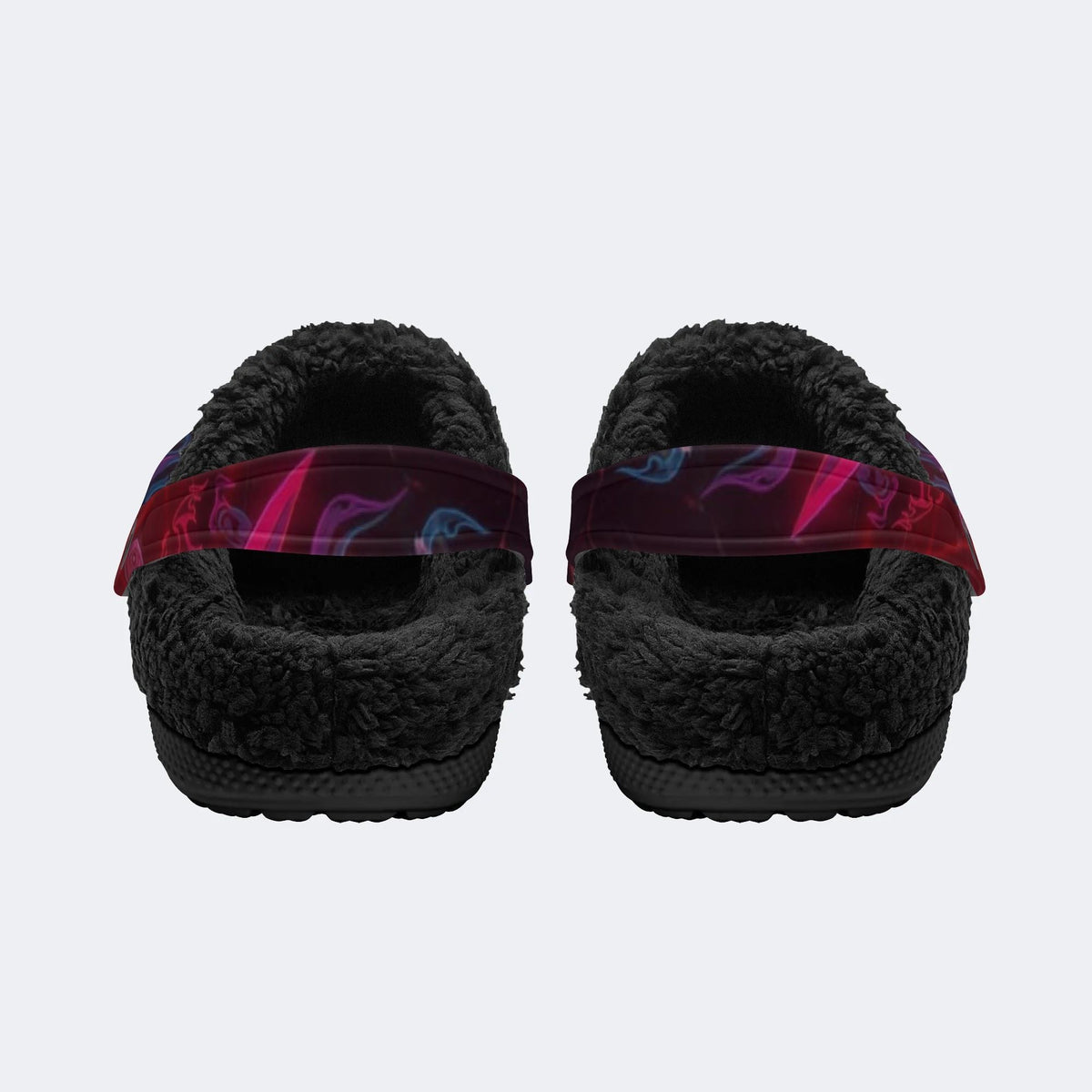 Magenta Flame Skull - Fur Lined Slippers/Sandals