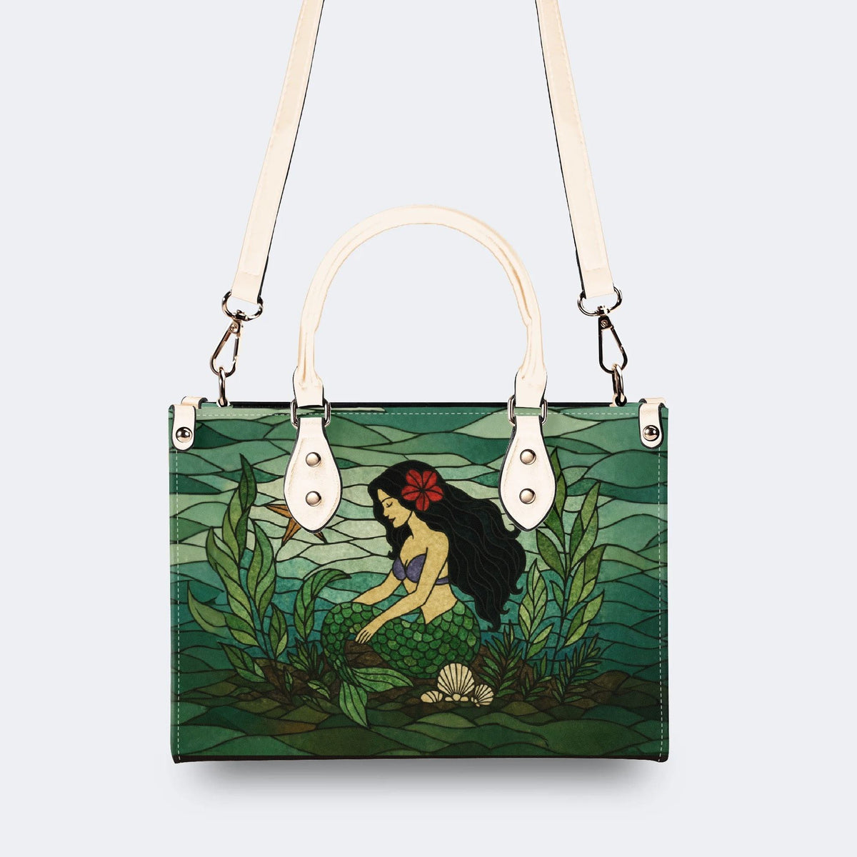 Mermaid Under The Sea - Leather Handbag