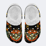 Death Moth Leaf Print - Fur Lined Slippers/Sandals