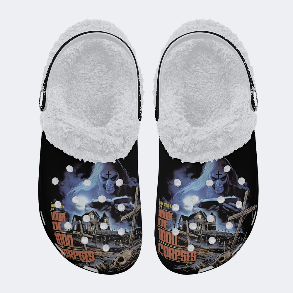 Horror House Of 1000 Corpses Print - Fur Lined Slippers/Sandals