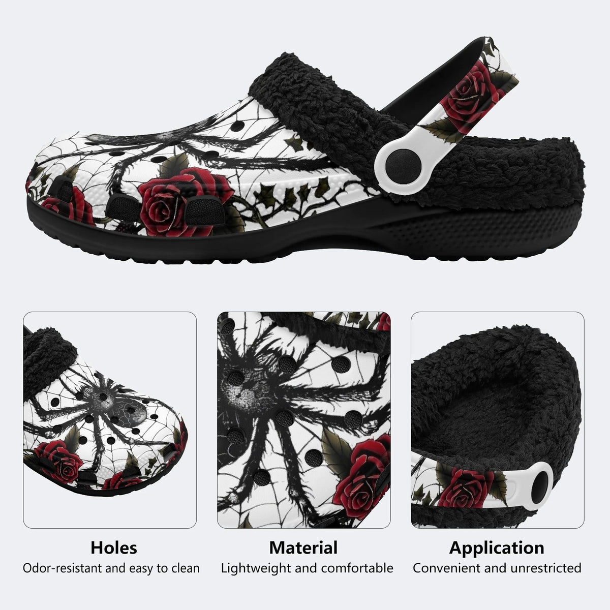 Arachnid Noir - Fur Lined Slippers/Sandals