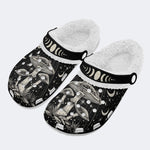 Retro Starry Sky Mushroom Print - Fur Lined Slippers/Sandals