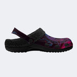 Magenta Flame Skull - Fur Lined Slippers/Sandals