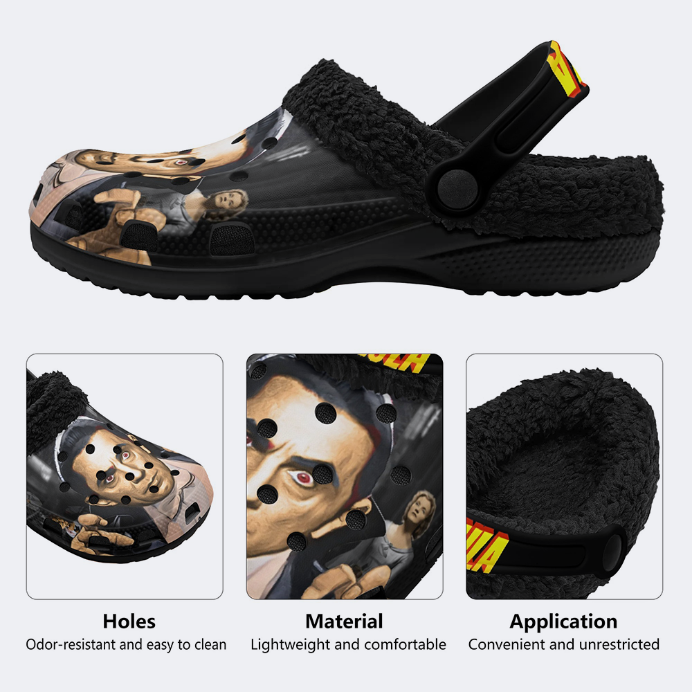 Horror Print - Fur Lined Slippers/Sandals