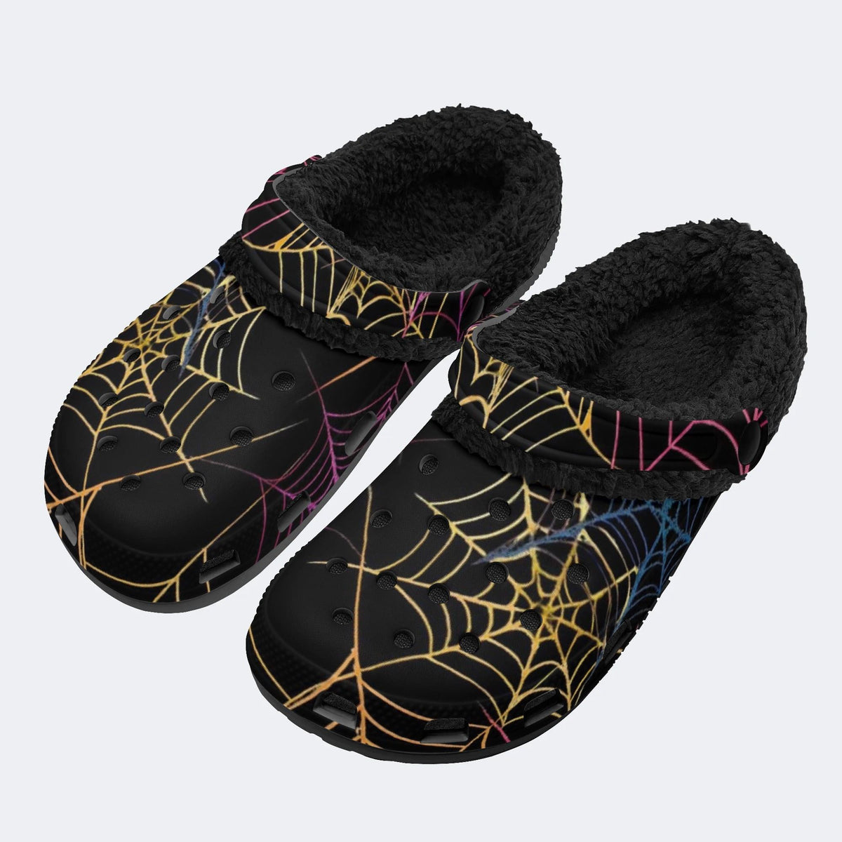 Gothic Spider Web - Fur Lined Slippers/Sandals