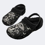 Retro Starry Sky Mushroom Print - Fur Lined Slippers/Sandals