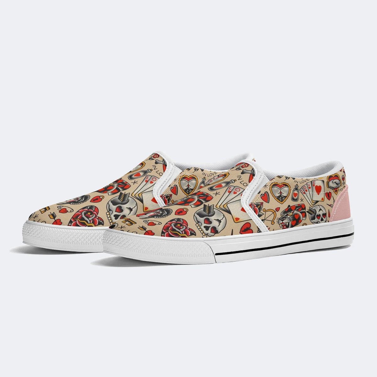 Red Love Heart - Slip On Shoes