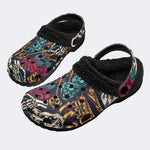 Skull Gem Rose - Fur Lined Slippers/Sandals