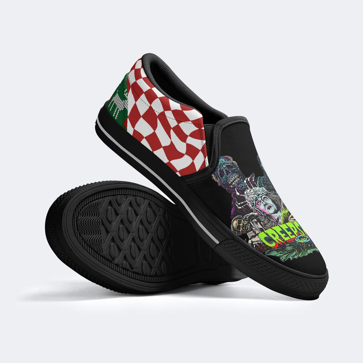 Horror Movie Vintage Print - Slip On Shoes