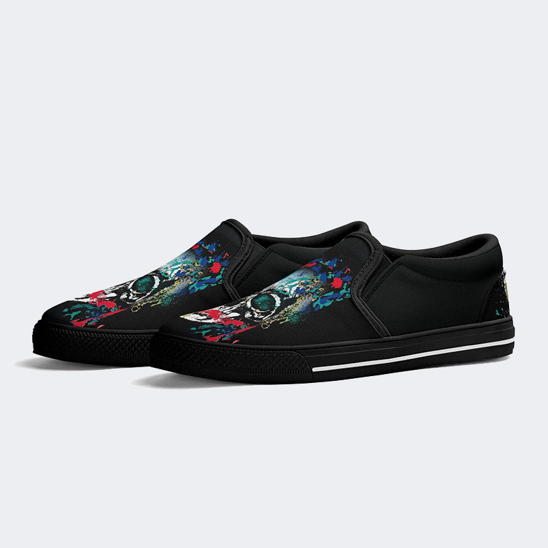 Unisex Skull Graphic Print - Slip On Shoes