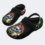 Christmas Skull Art Print - Fur Lined Slippers/Sandals