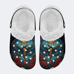 Death Moth Print - Fur Lined Slippers/Sandals