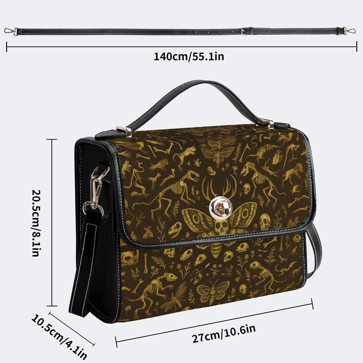 Death Moth And Animal Skeleton - Leather Satchel Bag