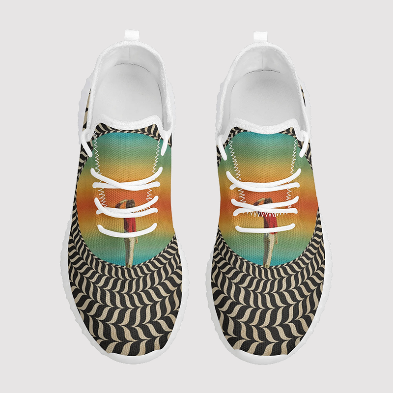 3D Vinylrecords Print Mesh Knit Sneakers