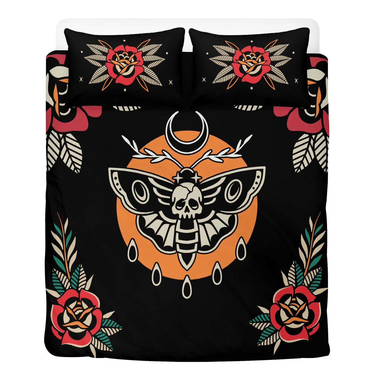 Death Moth Vintage Print - Three Piece Bedding Set
