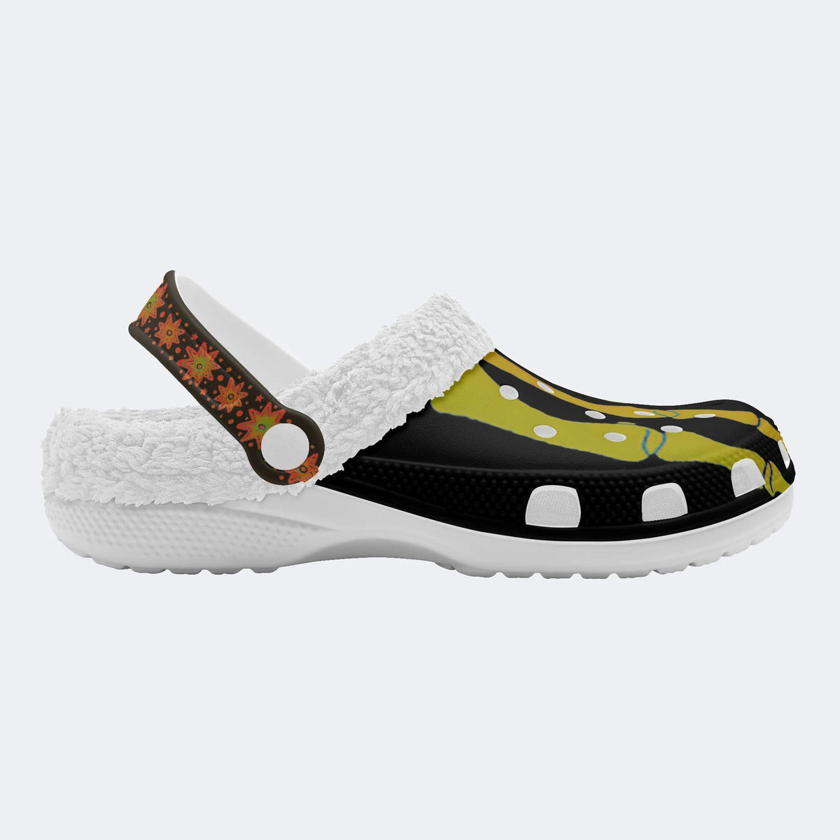 Yellow Gradient Skeleton Toes Skull - Fur Lined Slippers/Sandals