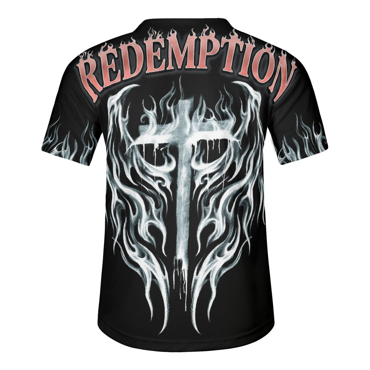 Flame Sinner Skulls - Men's Short Sleeve Baseball Jersey