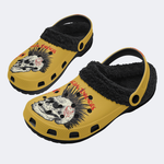 Rancid Skull Print - Fur Lined Slippers/Sandals