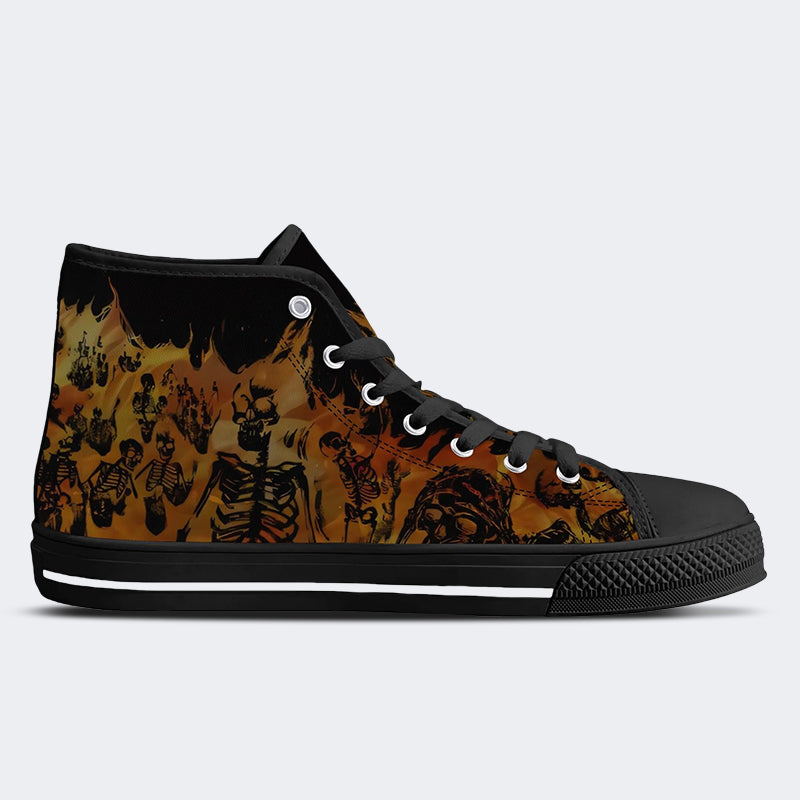 Unisex Feuerschädel Druck - High Top Canvas