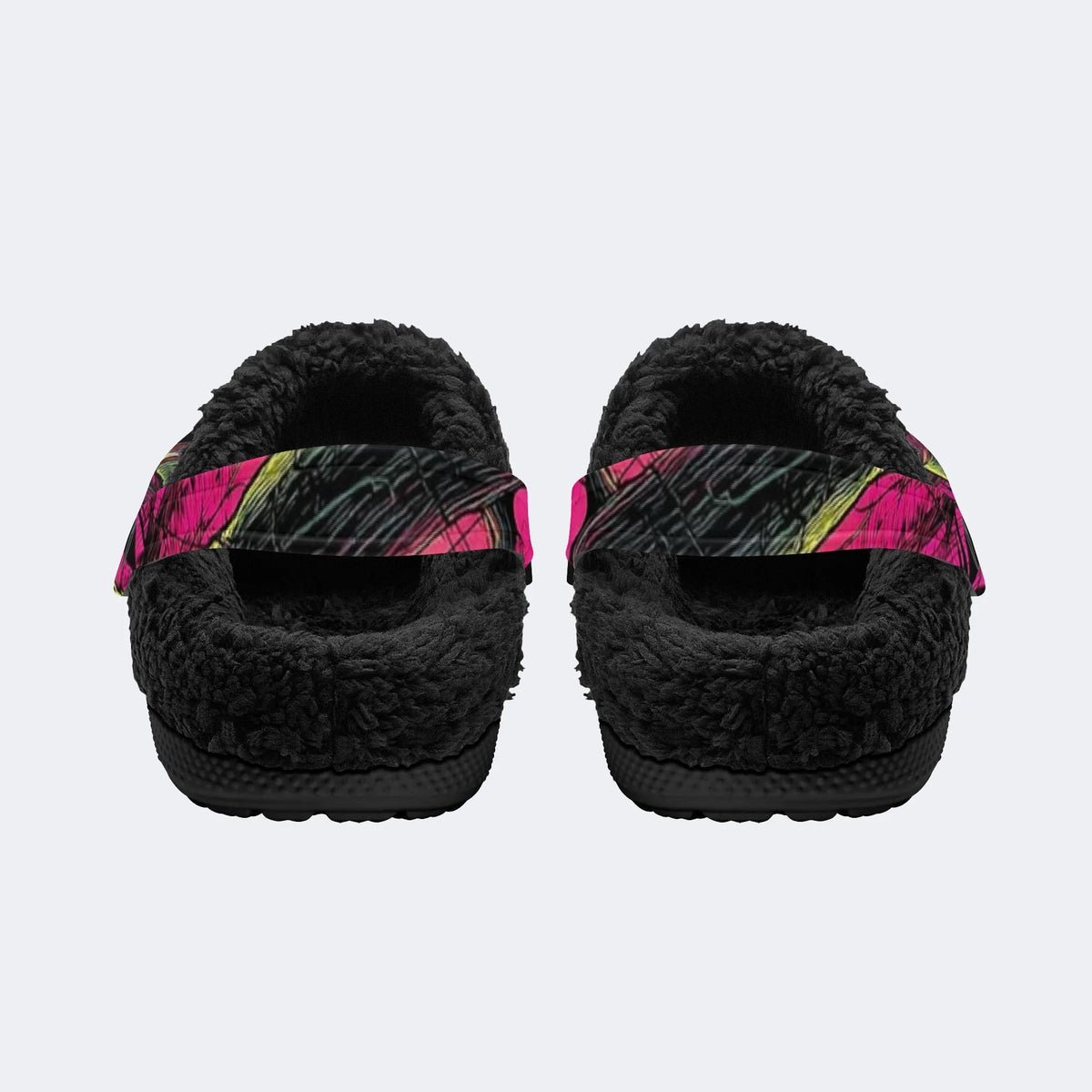 Neon Frog Print - Fur Lined Slippers/Sandals