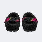 Neon Frog Print - Fur Lined Slippers/Sandals