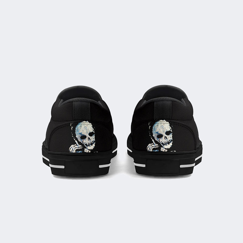 Unisex Skull Print - Slip On Shoes