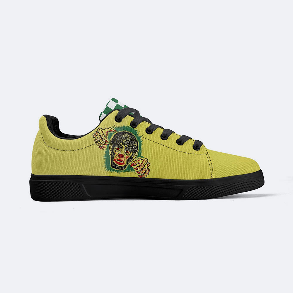 Vintage Wolfman Halloween Art - Skateboard Sneakers