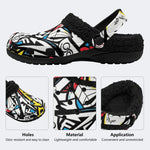 Bold Pop Graffiti Art - Fur Lined Slippers/Sandals
