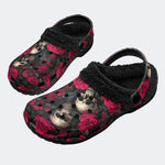Red Gothic Skull - Fur Lined Slippers/Sandals