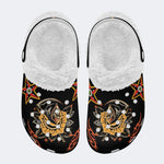 Grim Reaper Flowers Print - Removable Fur Lined Slippers/Sandals