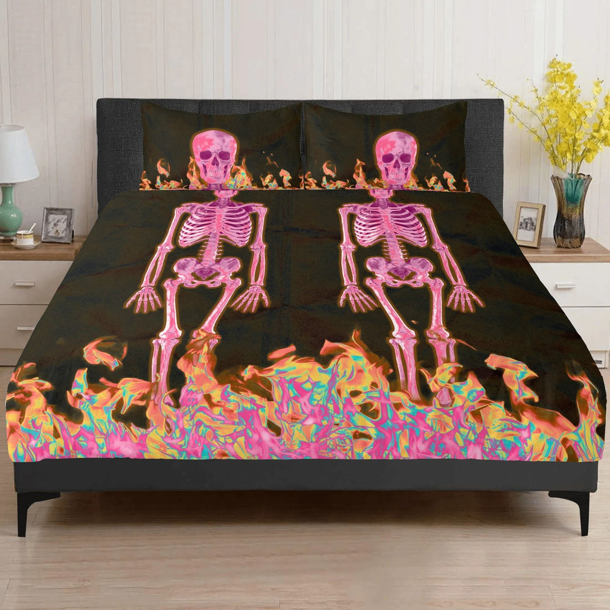 Gothic Skull Print - Three Piece Bedding Set