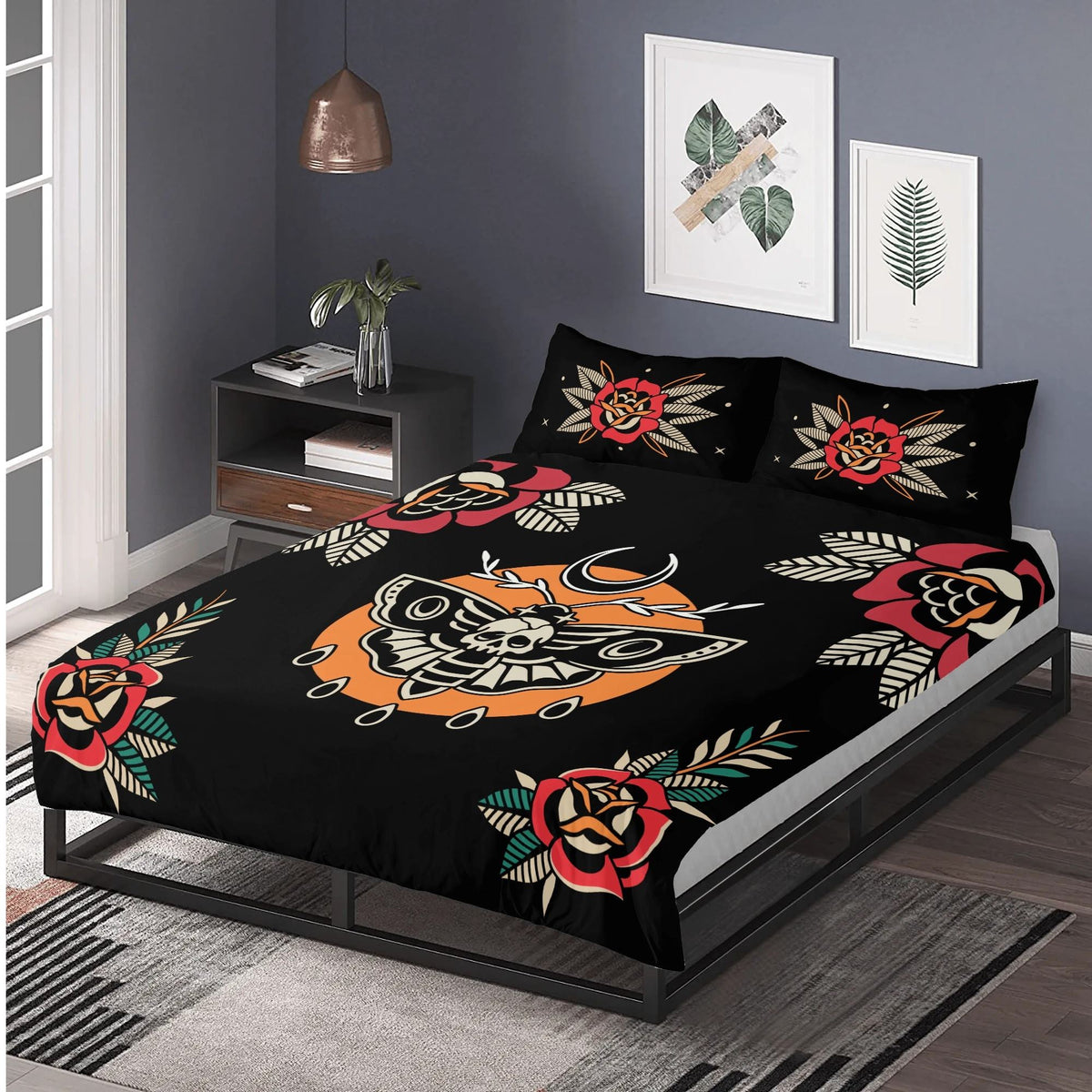 Death Moth Vintage Print - Three Piece Bedding Set