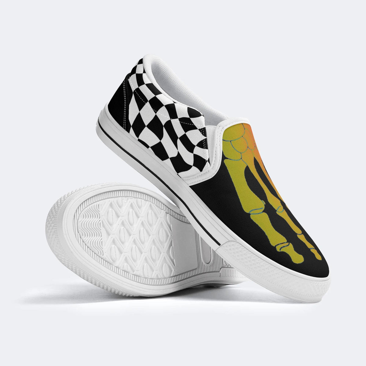 Yellow Gradient Skeleton Toes Skull - Slip On Shoes