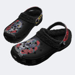 Vintage Tattoo Skull - Fur Lined Slippers/Sandals