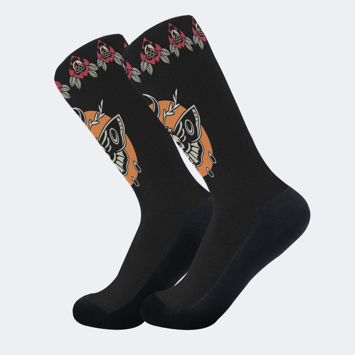 Death Moth Vintage Print- Crew Socks