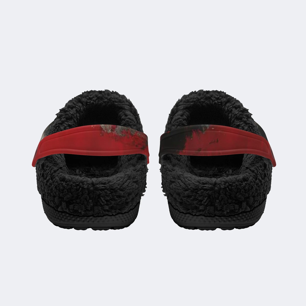 Red Crow Print - Fur Lined Slippers/Sandals