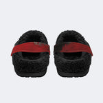 Red Crow Print - Fur Lined Slippers/Sandals