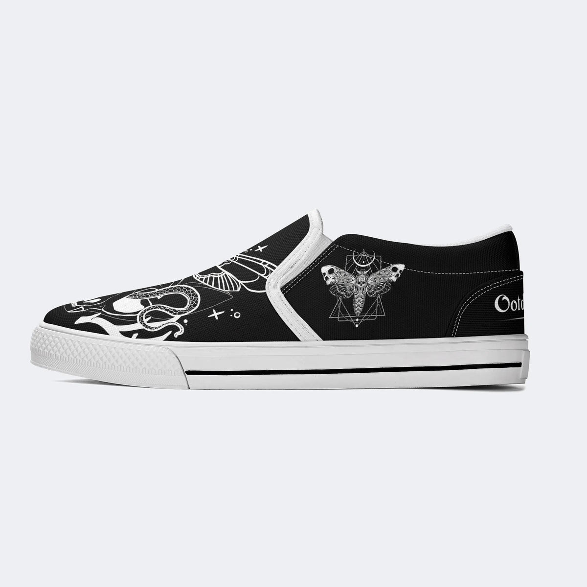 Chaussures unisexes à enfiler avec imprimé Death Moth&amp;Skull 