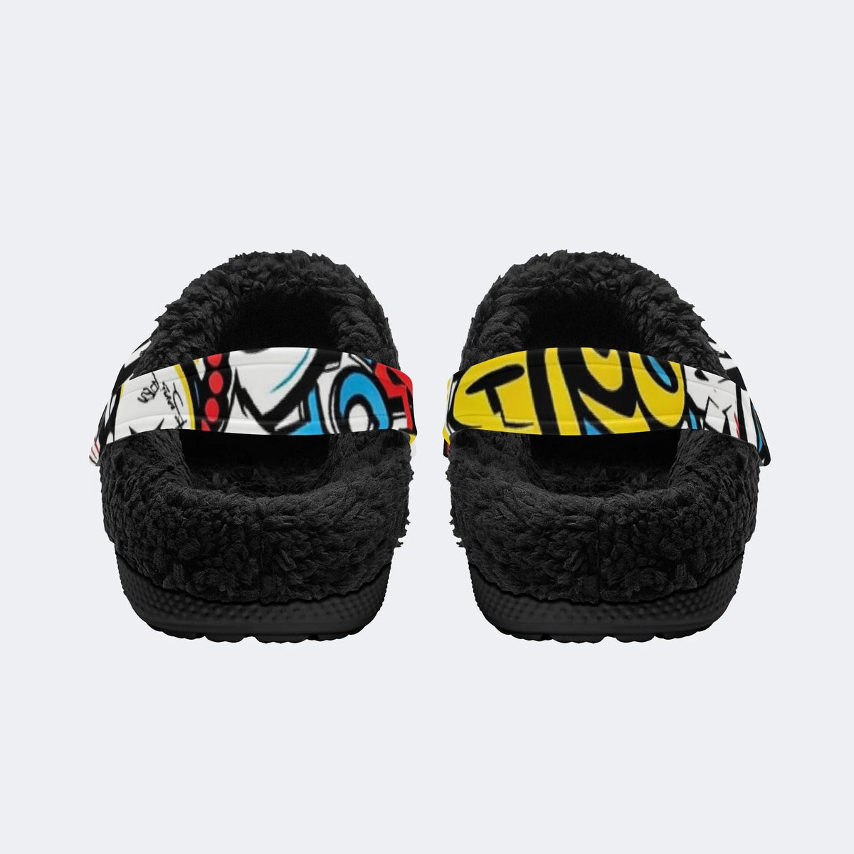 Bold Pop Graffiti Art - Fur Lined Slippers/Sandals