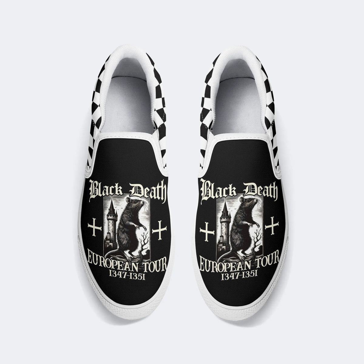 Black Death Print - Slip On Shoes