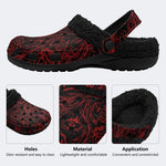 Red Swirl Rose‑Fur Lined Slippers Sandals