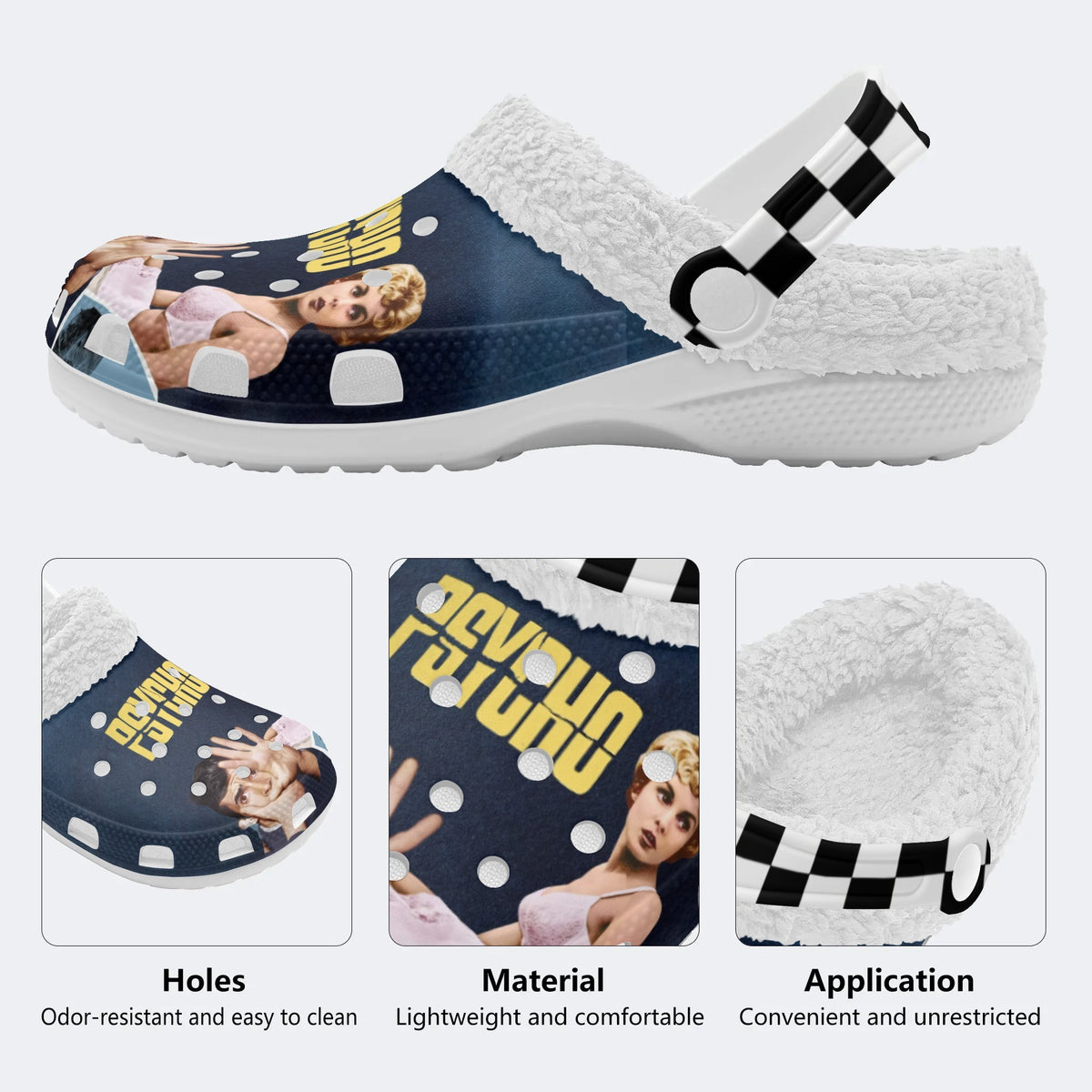 Horror Movie Vintage Graphic - Fur Lined Slippers