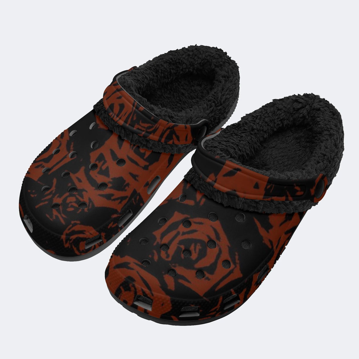 Rust Gothic Rose - Fur Lined Slippers/Sandals